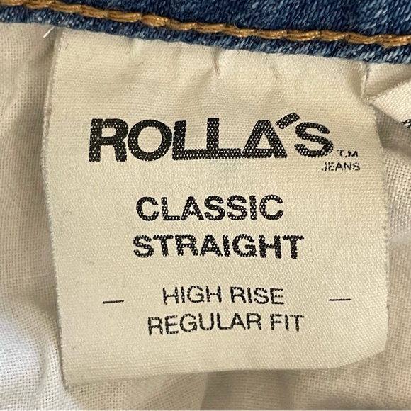 Rolla’s | Blue High Rise Classic Straight Raw Hem Jeans - Picture 8 of 9